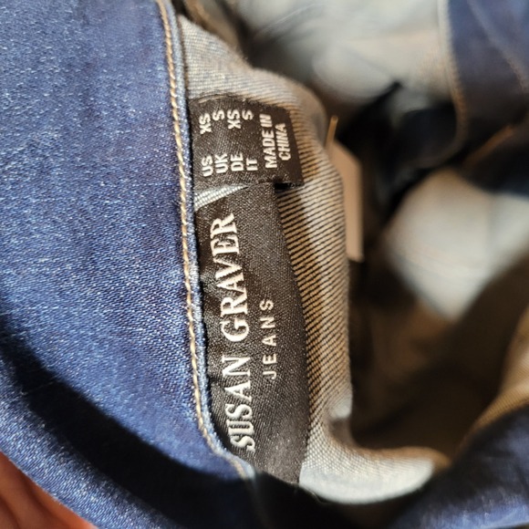 Susan Graver Jeans Denim Dress Button Down Long Sleeve Belted XS New Women - Picture 9 of 11